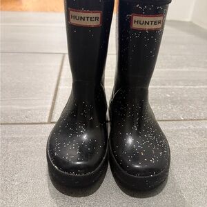 Hunter Kids Black glitter Rain Boots